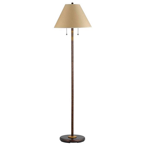 120 Watt Metal Floor Lamp with 2 Lights and Pull Chain Switch, Bronze