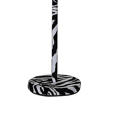 Fabric Wrapped Floor Lamp with Animal Print, White and Black