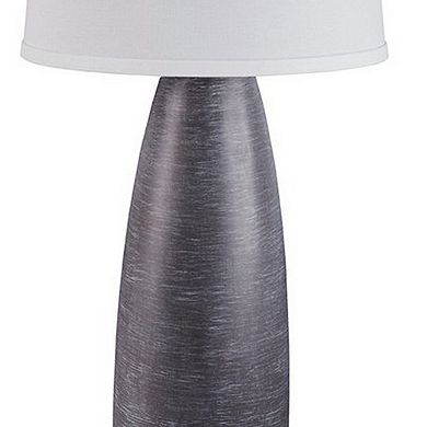 Vase Shape Resin Table Lamp with Fabric Shade, Set of 2, Gray and White