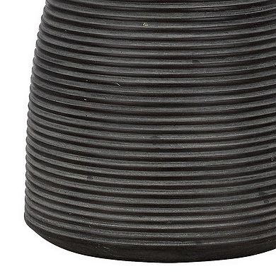 29 Inch Classic Table Lamp, Textured Lined Body, Ceramic, Charcoal Black