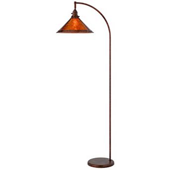 Cyan 65 Inch Modern Adjustable Arc Floor Lamp, Amber Mica Shade, Rust Metal