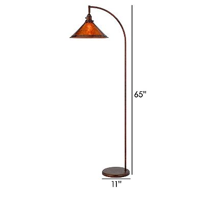 Cyan 65 Inch Modern Adjustable Arc Floor Lamp, Amber Mica Shade, Rust Metal
