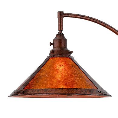 Cyan 65 Inch Modern Adjustable Arc Floor Lamp, Amber Mica Shade, Rust Metal