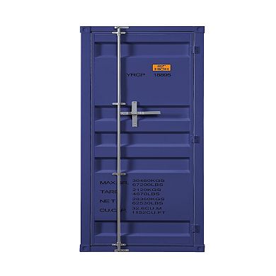 Industrial Style Metal Wardrobe with Recessed Door Front, Blue