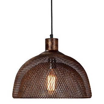 Dual Layer Mesh Design Metal Frame Chandelier, Medium, Rustic Bronze