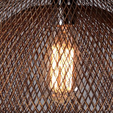 Dual Layer Mesh Design Metal Frame Chandelier, Medium, Rustic Bronze