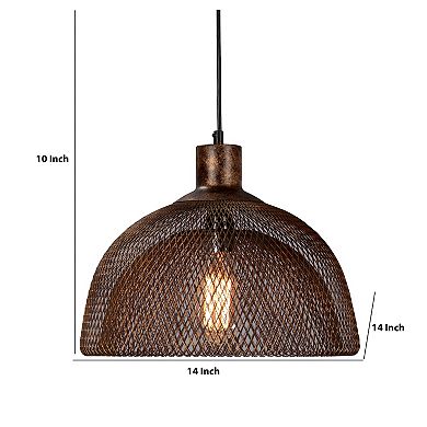 Dual Layer Mesh Design Metal Frame Chandelier, Medium, Rustic Bronze