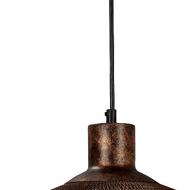 Dual Layer Mesh Design Metal Frame Chandelier, Medium, Rustic Bronze