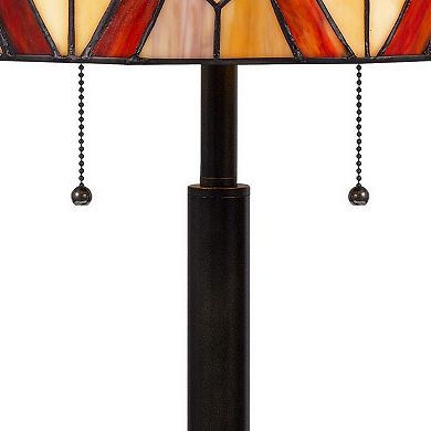 Eli 24 Inch Tiffany Style Table Lamp, Glass Shade, Antique Bronze