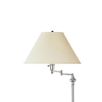 150 Watt Metal Floor Lamp with Swing Arm and Fabric Conical Shade, Silver