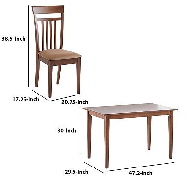 Classy 5 Piece Wooden Dining Table Set, Brown
