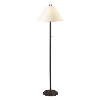Metal Floor Lamp with Pull Chain Switch and Paper Shade, Off White and Black