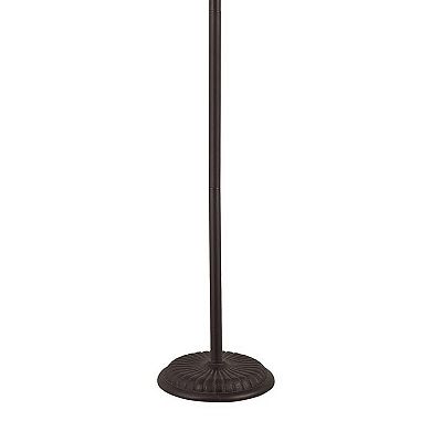 Metal Floor Lamp with Pull Chain Switch and Paper Shade, Off White and Black