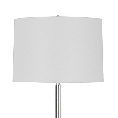 Charlie 61 Inch Modern Floor Lamp, Wood Table, 1 USB, Glossy, White, Brown