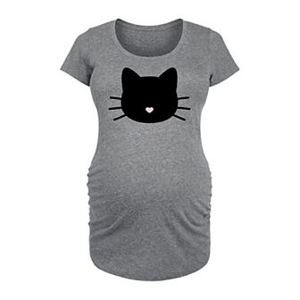 Maternity Cat Face Graphic Tee