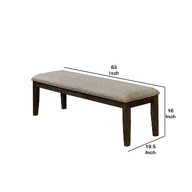 Fabric Upholstered Bench with Nailhead Trim and Tapered Legs, Gray and ...