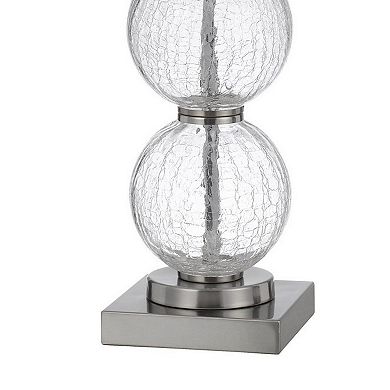 29 Inch Accent Table Lamp Set of 2, Stacked Crackle Glass balls, Silver