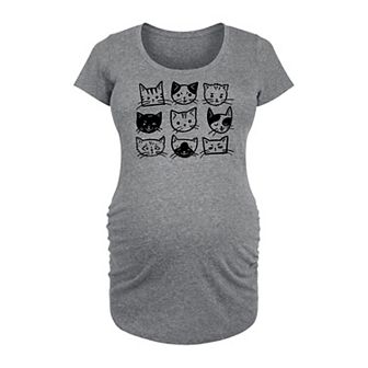 Maternity Cat Faces Grid Graphic Tee