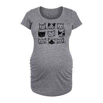 Maternity Cat Faces Grid Graphic Tee