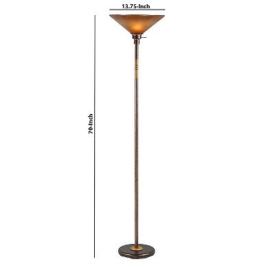 3 Way Torchiere Floor Lamp with Frosted Glass shade and Stable Base, Bronze