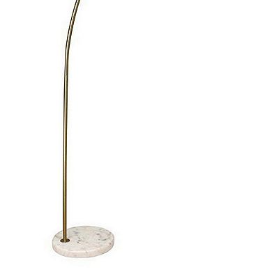 Floor Lamp with Arched Extendable Neck and Marble Base, Antique Gold