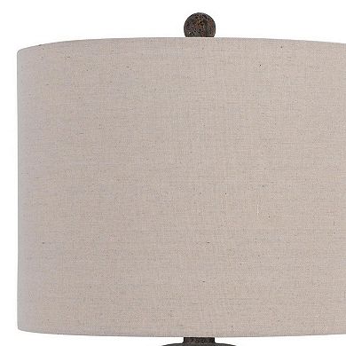 31 Inch Accent Table Lamp, Resin Turned Base, Set of 2, Beige, Gray