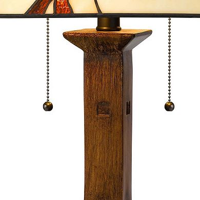 Table Lamp with Tiffany Shade and Floral Accent, Multicolor