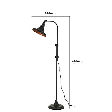 47 Inch Adjustable Metal Floor Lamp and Tapered Shade, Black