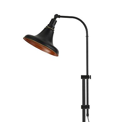 47 Inch Adjustable Metal Floor Lamp and Tapered Shade, Black