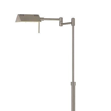 10W LED Adjustable Metal Floor Lamp with Swing Arm, Chrome
