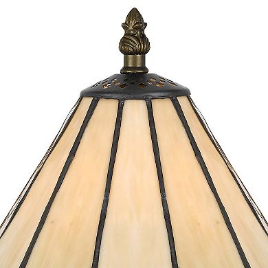 Tree Like Metal Body Tiffany Table lamp with Conical Shade,Bronze and Beige