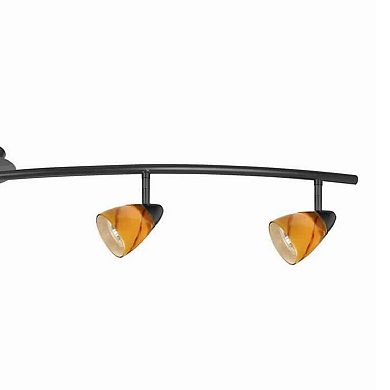 5 Light Glass Shade 120V Metal Track Light Fixture, Black and Yellow