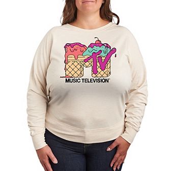 Plus Size MTV Ice Cream French Terry Long Sleeve Tee