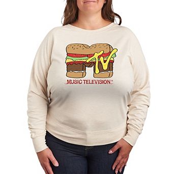 Plus Size MTV Burger Logo French Terry Long Sleeve Tee