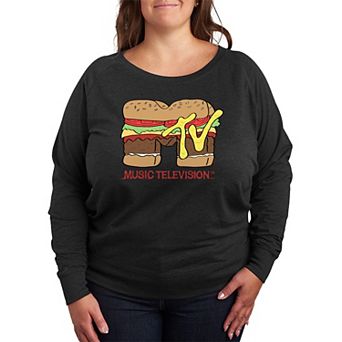 Plus Size MTV Burger Logo French Terry Long Sleeve Tee