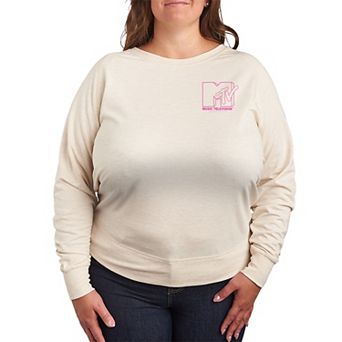 Plus Size MTV Pink Logo French Terry Long Sleeve Tee