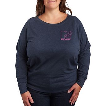 Plus Size MTV Pink Logo French Terry Long Sleeve Tee