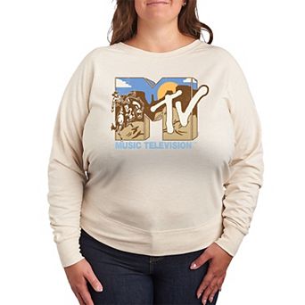 Plus Size MTV Logo Cowboy French Terry Long Sleeve Tee