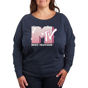 Plus Size MTV Glitter Logo French Terry Long Sleeve Tee