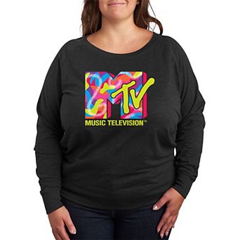 Plus Size MTV Logo Malibu Skate French Terry Long Sleeve Tee