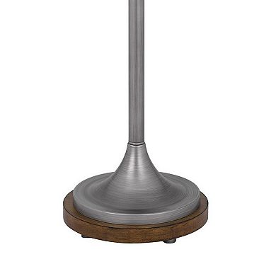 61 Inch Modern Floor Lamp, Glass Tray Table, 1 USB Port, Antique Silver