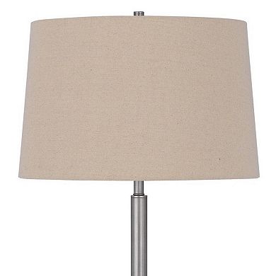61 Inch Modern Floor Lamp, Glass Tray Table, 1 USB Port, Antique Silver