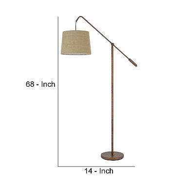 68 Inch Adjustable Arc Arm Metal Floor Lamp, Rustic Bronze