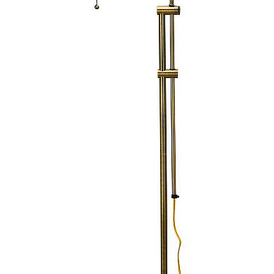 Metal Rectangular Floor Lamp with Adjustable Pole, Gold