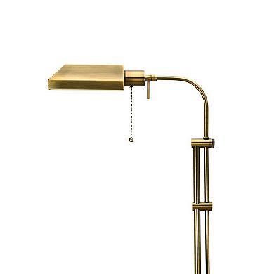 Metal Rectangular Floor Lamp with Adjustable Pole, Gold