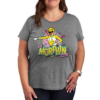 Plus Size Power Rangers Morphin Yellow Graphic Tee