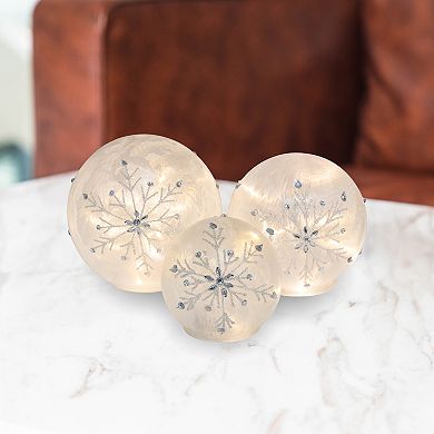 LED Battery Operated Snowflake Globe Table Decor 3-piece Set