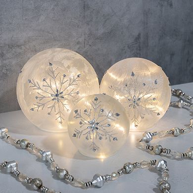LED Battery Operated Snowflake Globe Table Decor 3-piece Set