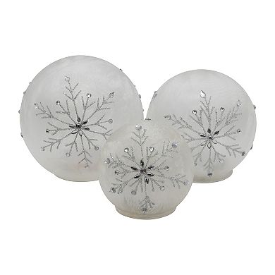 LED Battery Operated Snowflake Globe Table Decor 3-piece Set