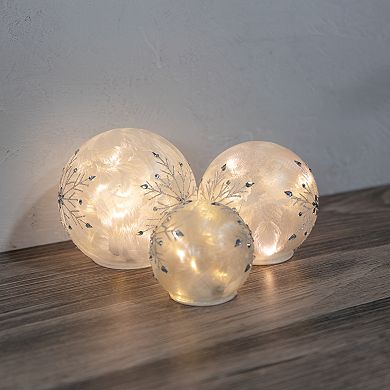 LED Battery Operated Snowflake Globe Table Decor 3-piece Set